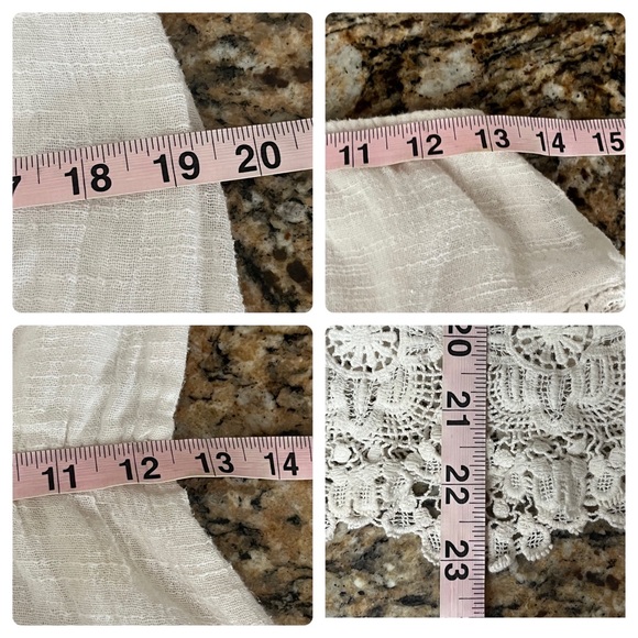 O’Neill Beige Strapless Linen Mini Dress Lace Crochet Boho Peasent Beach S - Picture 5 of 9